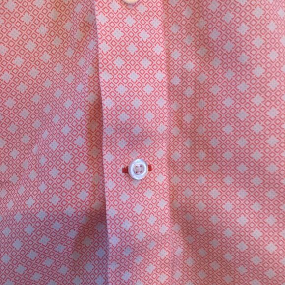 Daniel Cremieux Short Sleeve Button Down, Orange White Print, Men's M - Picture 3 of 9